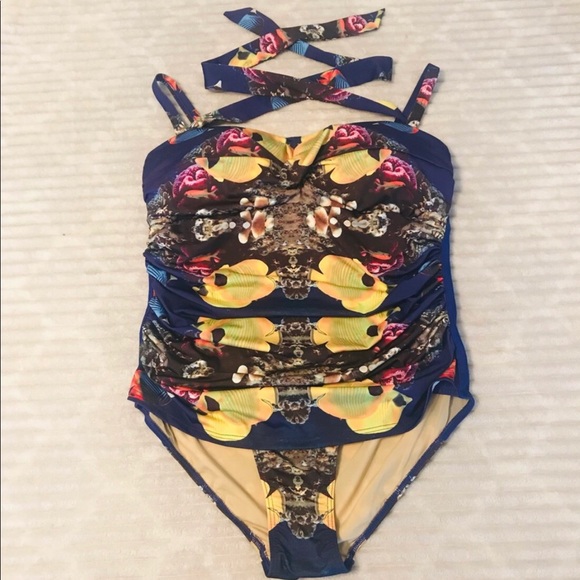 ModCloth High Dive Vintage Pin Up Tropical Swim 1X - Picture 1 of 6